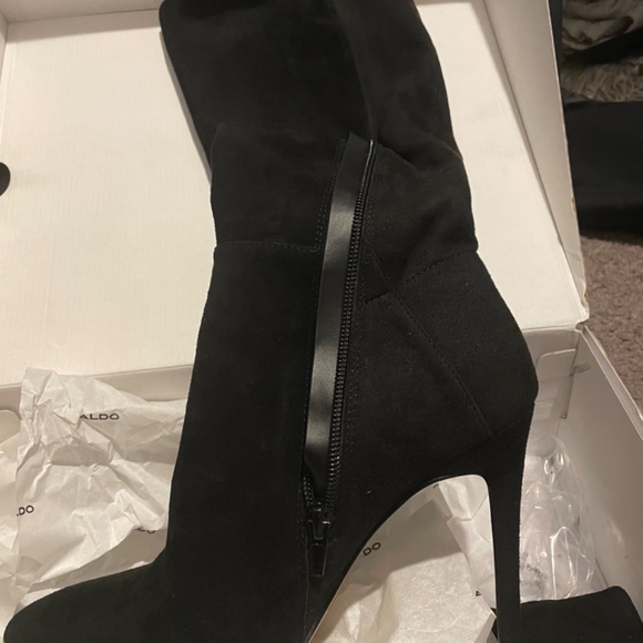 ALDO Black Suede Stiletto Boots - Picture 10 of 10